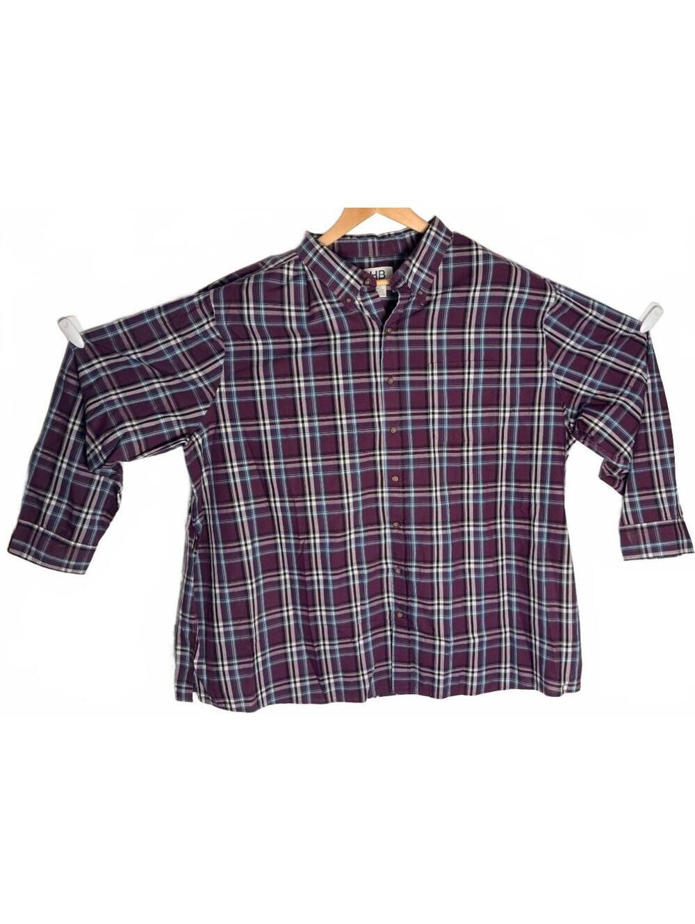 HB Men's 3XL Purple Plaid Button-Up Shirt - Picture 2 of 5